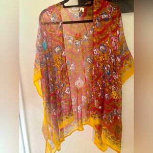 Soft Surroundings beeding details  Yellow Floral Kimono one size fits all